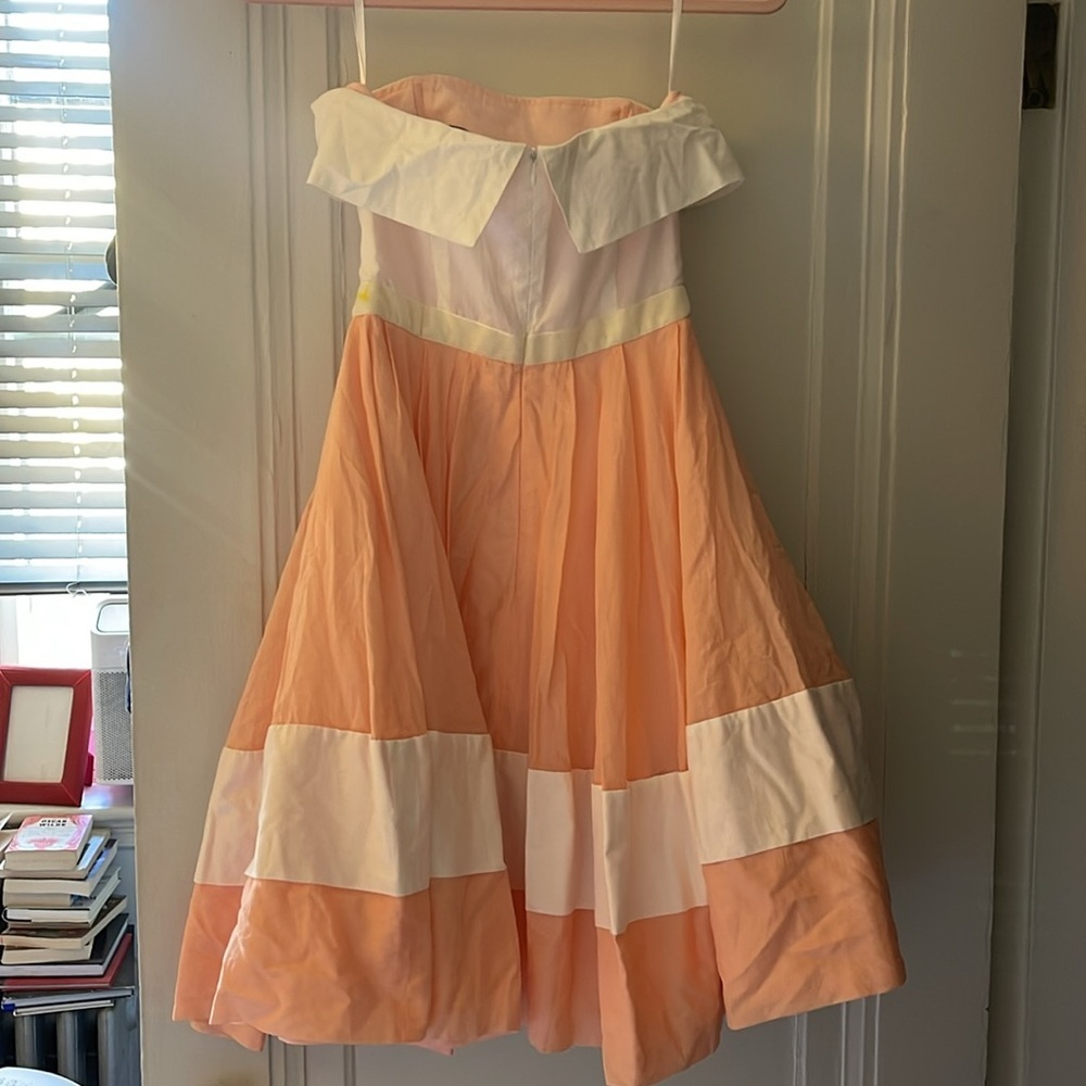 Vintage Betsey Johnson 50s Style Strapless Dress y2k Size 2 4 Prom Pink Peach - Picture 4 of 7